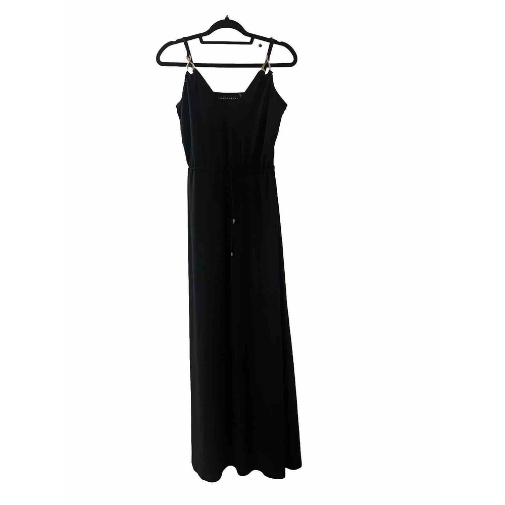 Ivanka Trump maxi black dress with gold infinity symbol Comfortable Sz XS